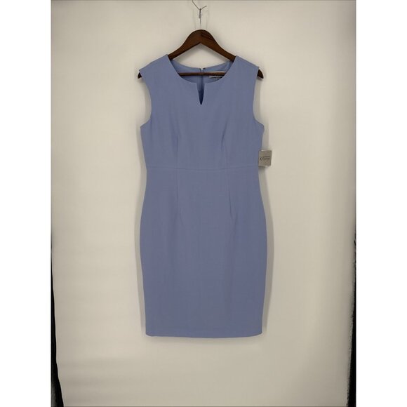 Kasper Womens Size 10 Blue V-Neck Sleeveless Sheath Dress Work Office Career NWT - Picture 5 of 11
